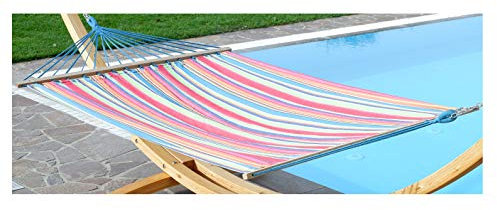 Stabhängematte Doppelhängematte Hängematte Ersatzhängematte 200x150cm bunt gestreift aus Baumwolle von AS-S