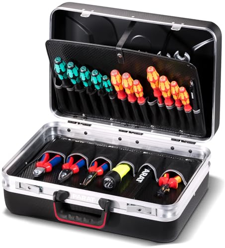 PARAT SILVER Style Werkzeugkoffer | Werkzeugkoffer leer | Robuster Werkzeugkasten aus X-ABS & Aluminium | Werkzeugkiste mit 27 Fächern & teilbarer Bodenschale | Koffer für Werkzeug | Toolbox