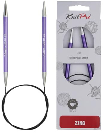 KnitPro KP47165 Zing: Agujas de Tejer: Circular: fijas: 100 cm x 7,00 mm, Aluminio, Multicolor, 7 mm