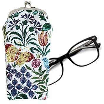 Signare Tapestry Glasses Case for Women Eyeglass Pouch WithCharles Voysey Spring Flower Design (GPCH-SPFL)