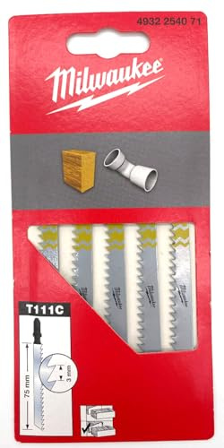 Milwaukee Stichsägeblatt Holz und Kunststoff 75 x 3 mm T111C, 5 Stück