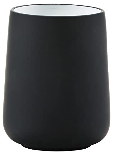 Zone Denmark Nova Zahnputzbecher, Zahnbürstenbecher aus Porzellan mit Soft Touch-Beschichtung, Durchm. 8 cm, Höhe 10 cm, Schwarz