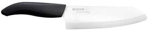 Kyocera Advanced Ceramic Revolution Series 6-inch, Chef's Santoku Knife, Black Handle, White Blade , 6 Inch - FK-160 WH