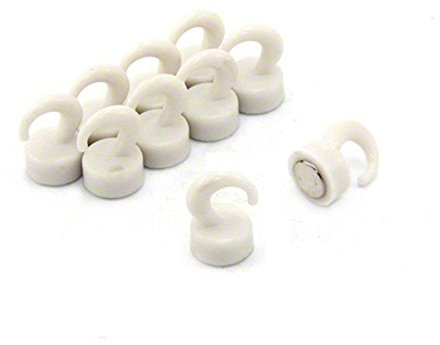first4magnets™ F4MK12-10 Magnet Expert White Plastic Mini Magnetic Hooks - 1kg Pull ( 12mm Dia x 20mm Tall ) ( Pack of 10 )