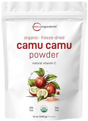 Micro Ingredients Organic Camu Camu Powder, 12 oz | Freshly Harvested Berry Source | Source of Naturally Occurring Vitamin C | Non-GMO, Vegan Friendly