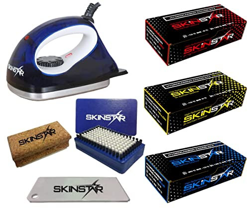 Skin Star Starter de ski de cire de cire, fer de cire brosse Hydro Carbon 7 pièces