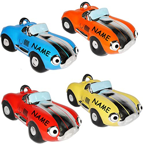 alles-meine.de GmbH Sparbüchse - Rennwagen/Auto/Oldtimer - incl. Namen - stabile Spardose aus Porzellan/Keramik - mit Schloß - Fahrzeug Sparschwein lustig Führerschein ..