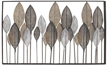 Deco 79 Decorazione da parete ritagliata alta in foglia di metallo con intricati disegni tagliati al laser, 59 x 1 x 37, Bronzo