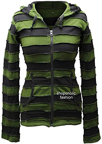 SHOPOHOLIC FASHION Mujer Amor Paz Patchwork Hippy Chaqueta con Capucha
