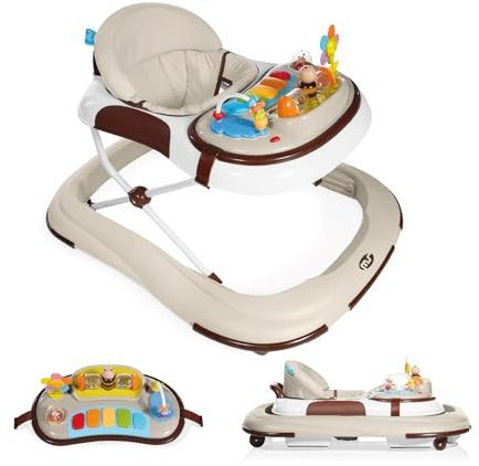 Ms Baby World - Girello Basic Plus 428 - Deambulatore con basi antiribaltimento, vassoio musicale e ruote di silicona