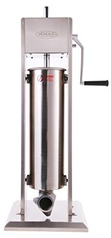 Hakka 7L/15LB Sausage Stuffer, Manual Sausage Maker Machine Filler Meat Stuffer 2 Speed Stainless Steel All Coverage Vertical Sausage Making Machine with 4 S/S Filling Funnels
