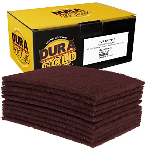 Dura-Gold Premium 6 x 9 Maroon General Purpose Scuff Pads, Box of 10 - Scuffing, Scouring, Sanding, Paint Primer Prep Adhesion Scratch - Surface Preparation Automotive Car Auto Body Woodworking Wood