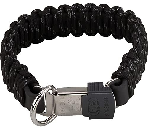 Sprenger Hundehalsband aus stabilem Paracord Nylon mit Edelstahl Clic Lock Verschluss I Wasserabweisende Halskette, reflektierend, langlebig 60 cm, schwarz