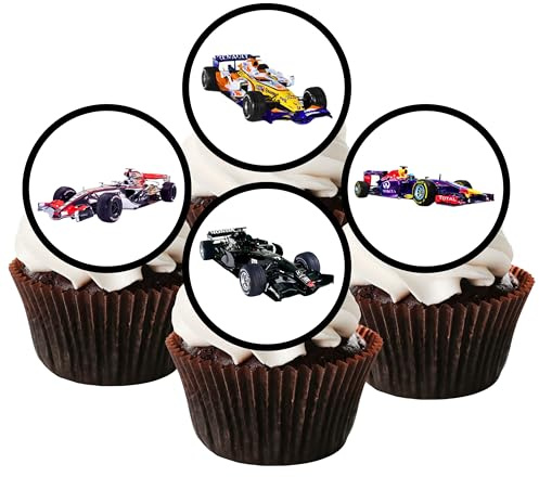 24 F1 Race Cars Edible Wafer Paper Cupcake Toppers/Decorations