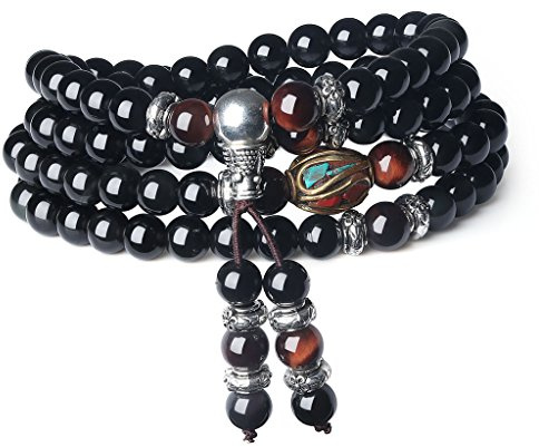 COAI 108 Mala Wickelarmband aus Obsidian