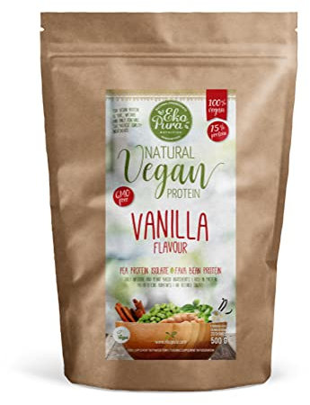 Ekopura Natural Vegan Protein – Vanilla - 500g | 75% Protein | Free from Allergens, Lactose, GMOs, and Soy | Plant-Based Protein | Perfect for Your Smoothies, Cooking, and Baking