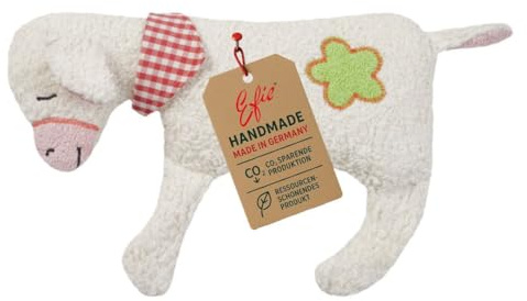 Efie Kirschkern-Bio-Wärmekissen Schäfchen mit Blümchen – 100% Bio-Baumwolle (kbA) | Kirsch­kernfüllung für natürliche Wärme & Kälte | handgefertigt in Deutschland