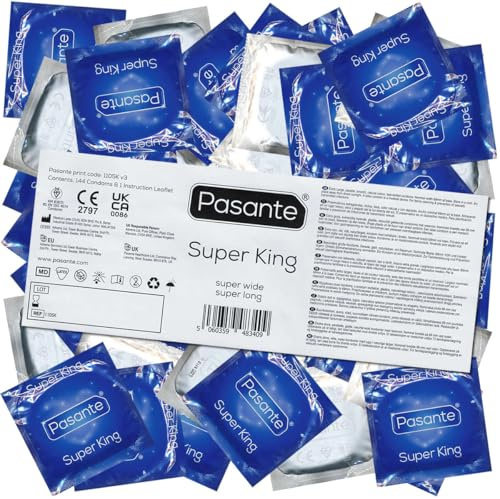 Pasante Super King Size, die größten Kondome von Pasante mit 69mm Breite und 210mm Länge - ideal für Männer, die viel Platz brauchen, 1 x 144 Stück