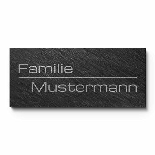 Schiefer Türschilder mit Gravur | Namensschild Briefkastenschild selbstklebend/blank Klingelschild mit mehr als 80 Motive | Größe 8x3,5 cm