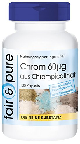 Fair & Pure® - Chrom 60mcg - 100 Kapseln - Chrompicolinat - vegan - hefefrei - ohne Magnesiumstearat