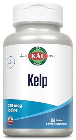 KAL 225 Mcg Kelp Iodine Tablets, 250 Count