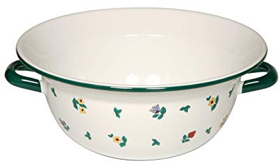Riess, 0296-049, Weitling Ø 28cm, GMUNDNER STREUBLUMEN, Emaille, Vol. (rec.): 3,0 Liter, Made in Österreich, LBH: 32,1x29,4x12,1cm, 0,899kg, Induktionskocher kompatibel, Gasherd geeignet, Ofenfest