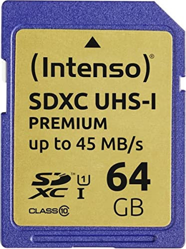 Intenso Premium SDXC UHS-I 64GB Class 10 Speicherkarte blau, 1 Stück