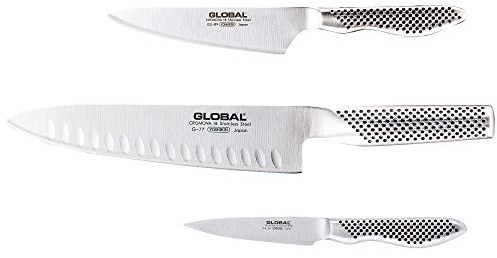 Global G-773889 Messerset 3-teilig bestehend aus G-77 Kochmesser 20cm, GS-38 Putzmesser 10cm & GS-89 Universalmesser 13 cm