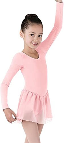Bloch CL5309 Langarm Mädchentrikot mit Chiffonrock ROSA 14