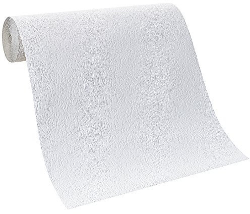 Rasch Tapete 211405 - Weiße Unitapete mit erhabener Struktur - Extra Lang - 20m x 53cm (LxB)