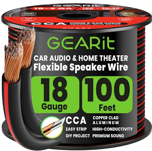 GEARit CCA Lautsprecher kabel 1 x 1 mm² 30 Meter Audio Kabel 18 AWG Speaker Cable HiFi Boxkabel 2 Adriges für Audiosystem/Heimkino/Auto Schwarz