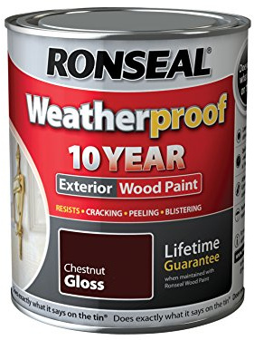 Ronseal RSLWPCNG750 Weatherproof 10 Year Exterior Wood Paint Chestnut Gloss 750 ml