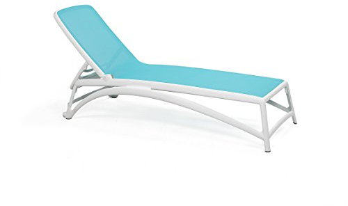 NARDI Premium Atlantico Sonnenliege Saunaliege Relaxliege Bäderliege stapelbar Weiss-himmelblau
