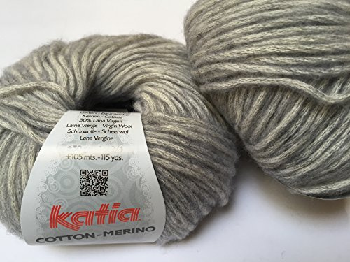 Katia Cotton Merino Fb. 106 soft grey Wolle mit Merinowolle extrafine und Baumwolle