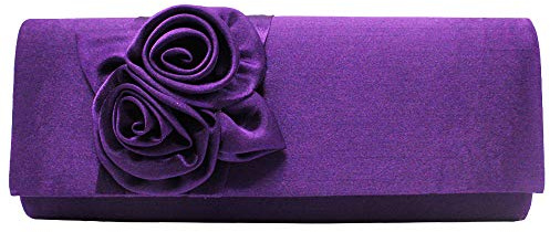 Wocharm Busta in raso floreale floreale per matrimoni, feste, balli, serate, pochette, Viola