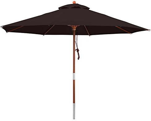 anndora® Sonnenschirm mit Holz Stamm 2 Teile Stammschutz - Gartenschirm 3,5 m rund 350 cm - UV Schutz + Winddach - Farbwahl