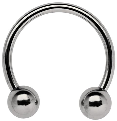 Titan Piercing Circular Barbell, CBR, Hufeisen, Gewindering in 1,6 mm Stärke mit Zwei Verschluss Kugeln