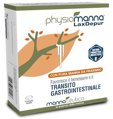 PHYSIOMANNA LAXDEPUR Integratore Alimentare con Pura Manna da Frassino - per il Benessere e il Transito Gastrointestinale, Effetto Depurativo - 12 panetti