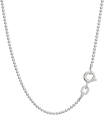 NKlaus Kugelkette aus echtem 925 Sterlingsilber, 1,20mm breit, 1 Stück | Nickelfrei; geeignet für Anhänger