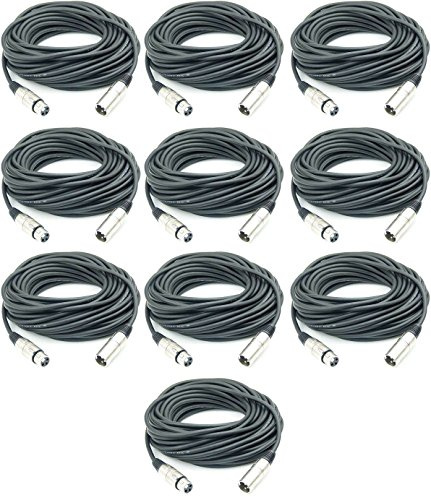 Adam Hall Cables 10 Stück K3MMF1500 Mikrofonkabel XLR female auf XLR male DMX Audio Kabel 3 pol polig (15 m, Schwarz, 10)