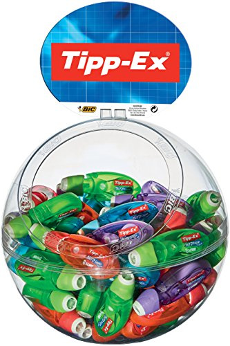 Tipp-Ex 8794321 Korrekturroller Micro Tape Twist mit drehbarer Schutzkappe, 60 bunte Korrekturmäuse im Bubble-Display, 8 m x 5 mm