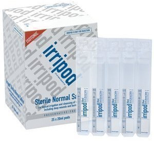 Irripod Sterile Normal Saline Solution Eyewash Wound Cleansing 20ml x 25