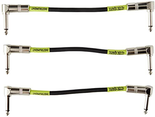 Ernie Ball Patchkabel beidseitig gewinkelt, 15,24 cm, 3er-Pack, Schwarz