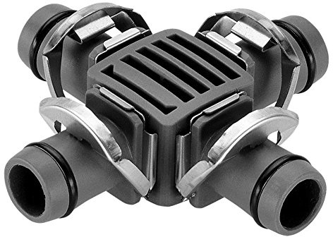 GARDENA Micro-Drip-System Kreuzstück 13 mm (1/2): Praktischer Rohrverbinder zur Abzweigung des Verlegerohrs (Art.-Nr. 1346, 1347) (8339-20) 2 Stück