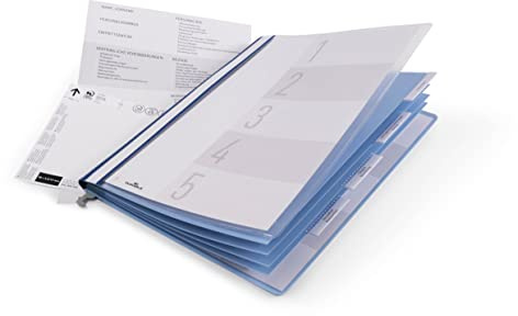 Durable Personalhefter mit Deckblatt und Taben, 5 Unterteilungen, inkl. Hängeschiene, 1 Stück, blau, 255406 | Personalakte inklusive Hängeschiene, 5 Heftmechaniken, Vordertasche & Innentasche für ungelochte Belege