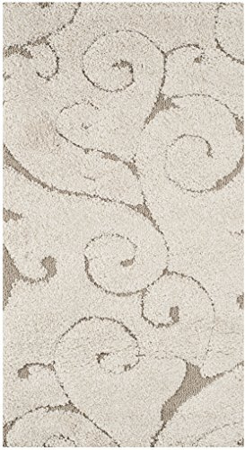 SAFAVIEH Florida Shag Collection Accent Rug - 2'3 x 4', Cream & Beige, Scroll Design, Non-Shedding & Easy Care, High-Low Plush Pile, Ideal for Bedroom, Foyer, Hallway (SG455-1113)