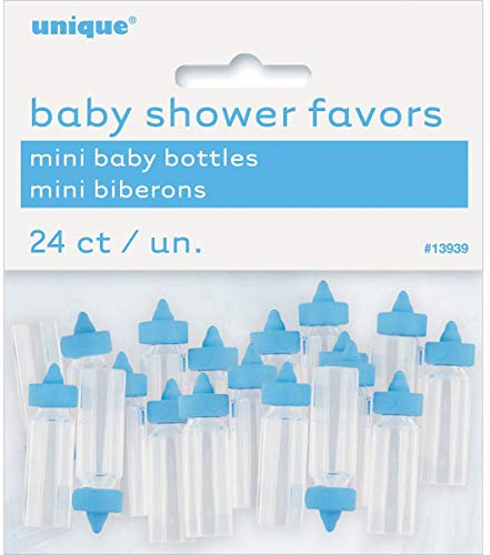 Adorable Blue Mini Baby Bottles - Pack of 24 - Novelty Party Accessories, Party Favors for Baby Shower & Gender Reveal Celebrations