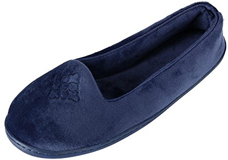 Dearfoams Women's Rebecca Lightweight Cozy Memory Foam Closed Back Slipper with Wide Widths, Peacoat, 9-10