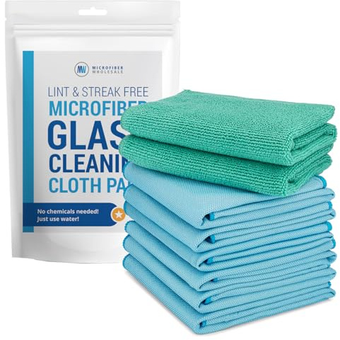 Claro 2 Step Glass Cleaning Cloth 8-Pack – Green Wet & Blue Dry Microfiber Towels Cleaning for Windows, Mirrors & Glass - Streak and Lint Free Cloth for Home, TV, Shower - Machine Washable