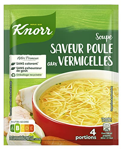 Knorr Soupe Déshydratée Poule aux Vermicelles pour 4 Personnes (Lot de 13 Sachets)
